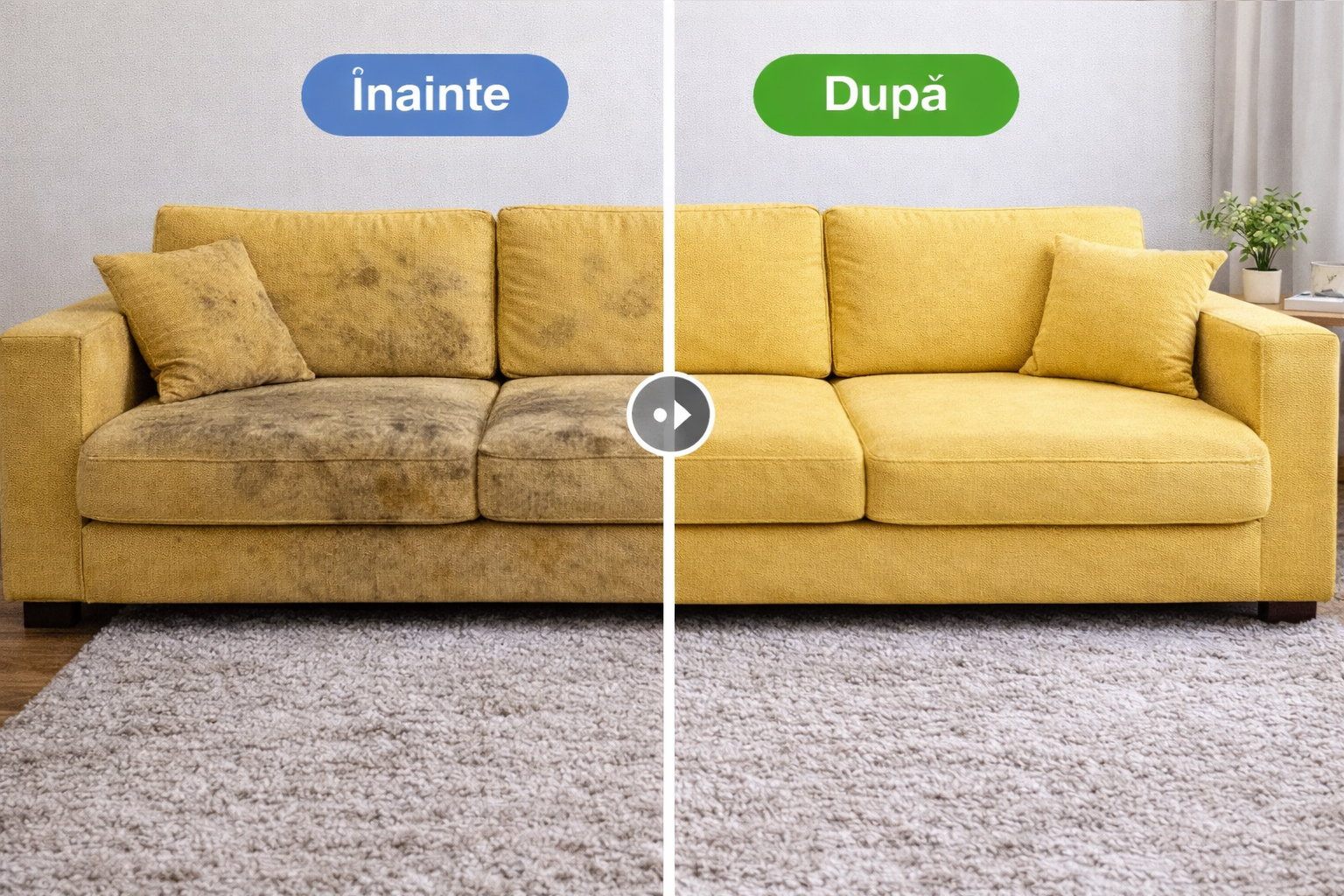 Curatare canapea inainte si dupa pentru canapea extensibila, exemplu 5