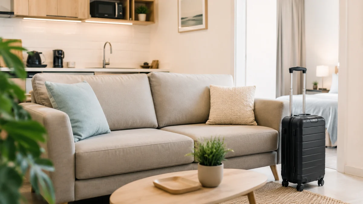 canapea curata intr-un apartament inchiriat sau Airbnb